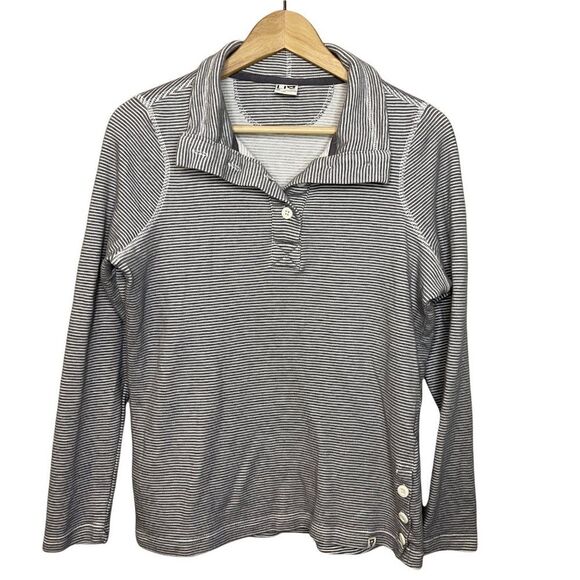 Life Integrity Earth 100% Cotton Gray & White Striped Pullover Size Medium - Picture 1 of 8